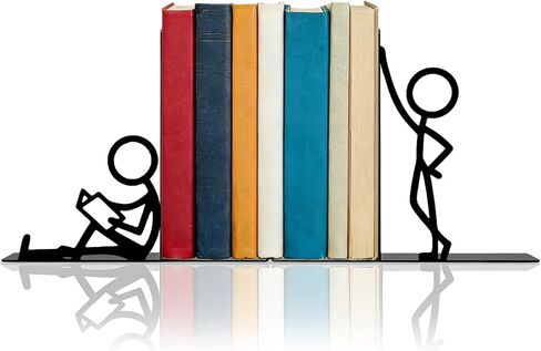 Metal Decorative Bookends, Cute People Design for Bookshelf Decor, Book Ends for Shelves, Ideal Gift for Book Lovers in Saudi Arabia