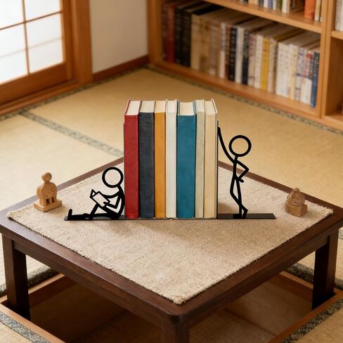 Metal Decorative Bookends, Cute People Design for Bookshelf Decor, Book Ends for Shelves, Ideal Gift for Book Lovers in Saudi Arabia