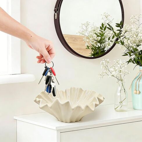 Ceramic Fruit Bowl for Kitchen Counter - Ceramic Decorative Bowl Candy Bowl for Coffee Table,Modern Key Bowl for Entryway Table,9.4 Inch Glazed Ceramic Catch All Bowl for Home Decor in Saudi Arabia