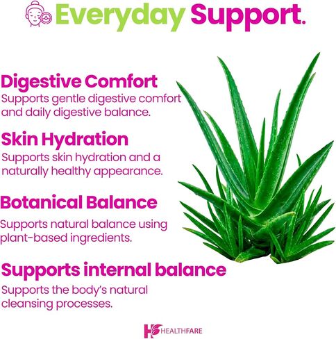 Healthfare Aloe Vera Capsules | 60 Vegan Pills | Inner Leaf Aloe Vera Extract Supplement | Non-GMO, Gluten-Free | Made in USA in Kuwait