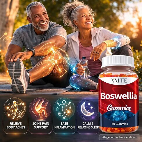 VAITE Boswellia Serrata Gummies 1200mg - Indian Frankincense Extract with Boswellic Acid, Plant-Based Supplement, Joint Support Health Formula, Non-GMO, Gluten-Free, Sugar-Free, 60 Chewables in Saudi Arabia