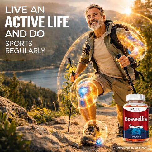 VAITE Boswellia Serrata Gummies 1200mg - Indian Frankincense Extract with Boswellic Acid, Plant-Based Supplement, Joint Support Health Formula, Non-GMO, Gluten-Free, Sugar-Free, 60 Chewables in Saudi Arabia