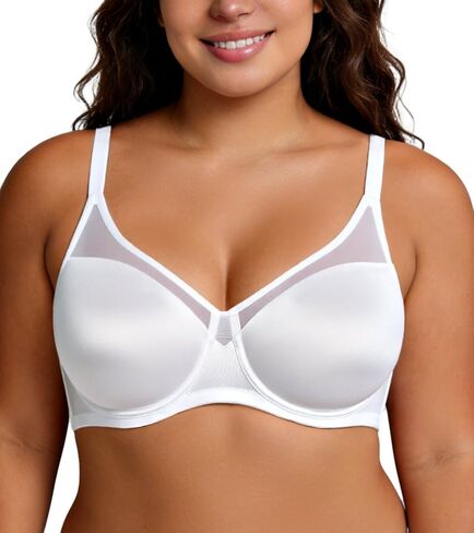 Mirry Women's Minimizer Bras Underwire Sheer Mesh Lace Bra Non Padded Full Coverage Bra for Large Breast Plus Size in Saudi Arabia