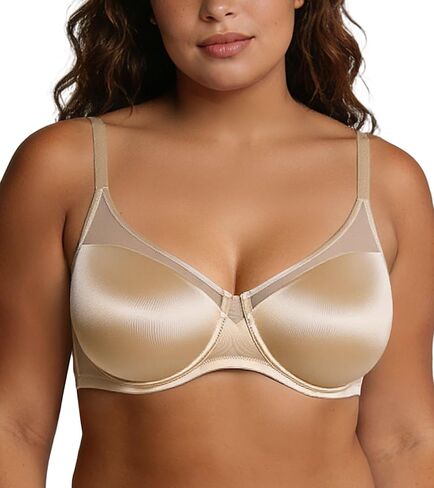 Mirry Women's Minimizer Bras Underwire Sheer Mesh Lace Bra Non Padded Full Coverage Bra for Large Breast Plus Size in Saudi Arabia