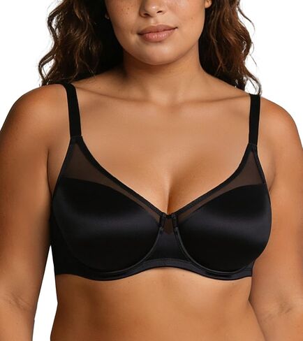 Mirry Women's Minimizer Bras Underwire Sheer Mesh Lace Bra Non Padded Full Coverage Bra for Large Breast Plus Size in Saudi Arabia