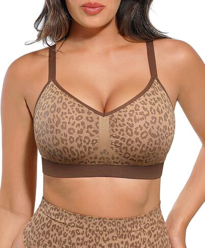 عاشق الجمال حمالات الصدر مريحة للنساء ليوبارد Bralette مبطن البرازيلي اللاسلكية Bralette ليوبارد طباعة القمم للنساء in Kuwait