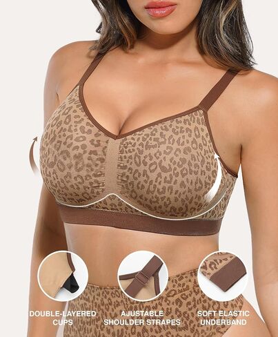 عاشق الجمال حمالات الصدر مريحة للنساء ليوبارد Bralette مبطن البرازيلي اللاسلكية Bralette ليوبارد طباعة القمم للنساء in Kuwait