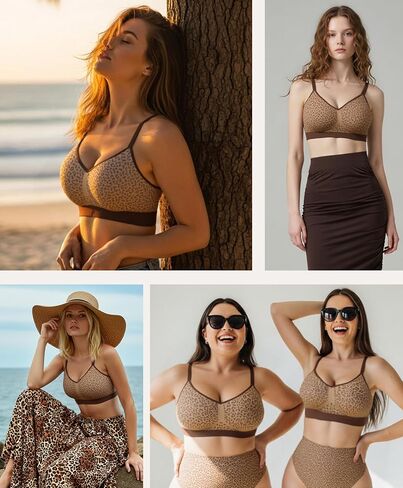 عاشق الجمال حمالات الصدر مريحة للنساء ليوبارد Bralette مبطن البرازيلي اللاسلكية Bralette ليوبارد طباعة القمم للنساء in Kuwait