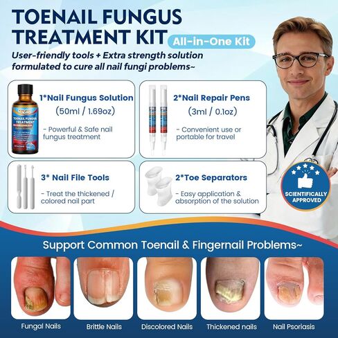 Toenail Fungus Treatment Extra Strength, Nail Fungus Treatment for Thick, Discolored Fungi Nails - 25% Undecylenic Acid All-in-One Kit with 30ML Fungi Nail Solution, 2 Nail Repair Pens in Saudi Arabia