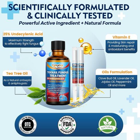 Toenail Fungus Treatment Extra Strength, Nail Fungus Treatment for Thick, Discolored Fungi Nails - 25% Undecylenic Acid All-in-One Kit with 30ML Fungi Nail Solution, 2 Nail Repair Pens in Saudi Arabia