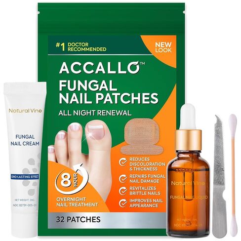Natural Vine Fungal Nail Patches: Max Strength Formula for Toenail and Fingernails - 8-Hour Nighttime Renewal with 1% Tolnaftate - Toenail Fungus Treatment Extra Strength 32 Patches in Saudi Arabia