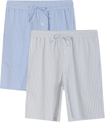 Latuza Men's Cotton Seersucker Pajama Shorts 9 Inch Sleep Shorts with Pockets in Kuwait