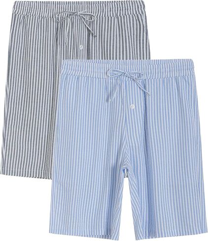 Latuza Men's Cotton Seersucker Pajama Shorts 9 Inch Sleep Shorts with Pockets in Kuwait