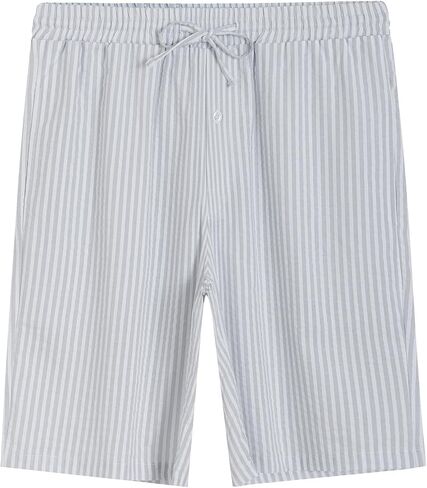 Latuza Men's Cotton Seersucker Pajama Shorts 9 Inch Sleep Shorts with Pockets in Kuwait