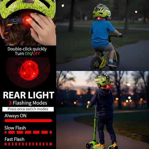 خوذة دراجة للأطفال الصغار من KINGBIKE مع ضوء LED Colrfull، قابلة للتعديل ومتعددة الرياضات للدراجة والسكوتر، تناسب 48-52 سم من الأطفال الصغار إلى الأطفال in Kuwait