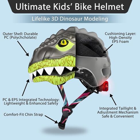 خوذة دراجة للأطفال الصغار من KINGBIKE مع ضوء LED Colrfull، قابلة للتعديل ومتعددة الرياضات للدراجة والسكوتر، تناسب 48-52 سم من الأطفال الصغار إلى الأطفال in Kuwait