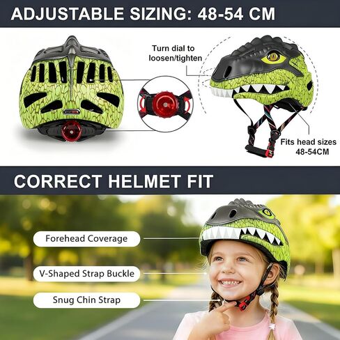 خوذة دراجة للأطفال الصغار من KINGBIKE مع ضوء LED Colrfull، قابلة للتعديل ومتعددة الرياضات للدراجة والسكوتر، تناسب 48-52 سم من الأطفال الصغار إلى الأطفال in Kuwait