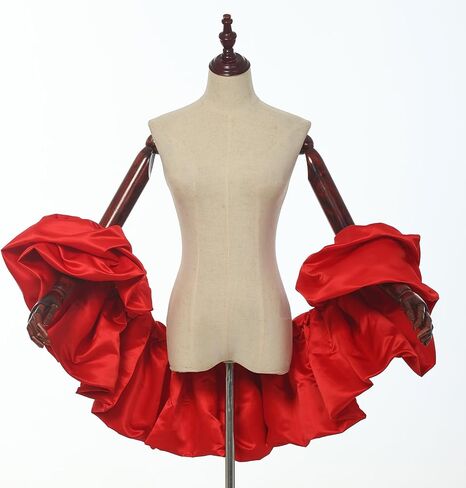 Satin Puff Sleeve Cape Bridal Shawl Ruffled Bolero Wrap for Bride Wedding Dress Cover Up in Kuwait