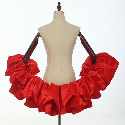 Satin Puff Sleeve Cape Bridal Shawl Ruffled Bolero Wrap for Bride Wedding Dress Cover Up in Kuwait