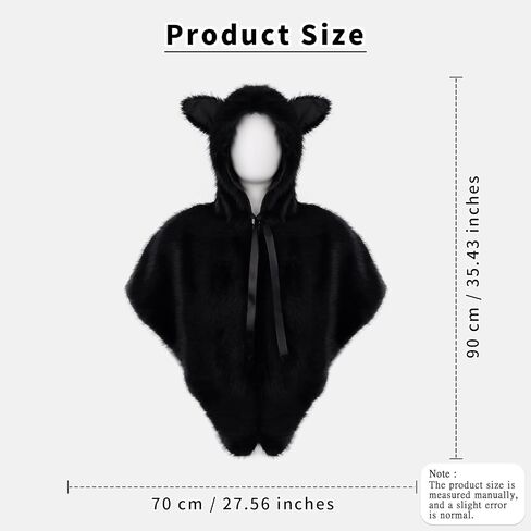 HAOAN Faux Fur Hooded Shawl Furry Winter Warmer Wraps for Themed Party Photo Prop Halloween Costume Accessory in Saudi Arabia