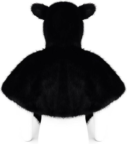 HAOAN Faux Fur Hooded Shawl Furry Winter Warmer Wraps for Themed Party Photo Prop Halloween Costume Accessory in Saudi Arabia