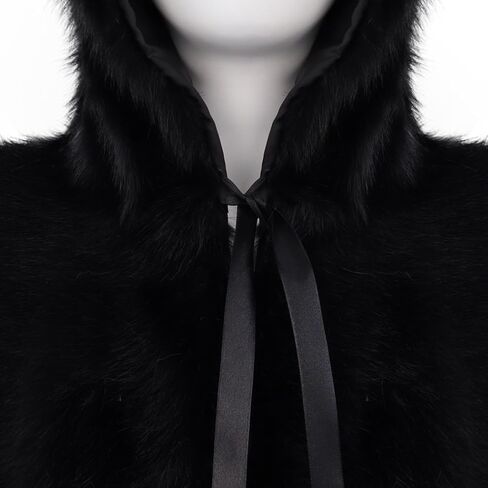 HAOAN Faux Fur Hooded Shawl Furry Winter Warmer Wraps for Themed Party Photo Prop Halloween Costume Accessory in Saudi Arabia