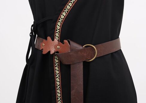 US Size Medieval Viking Celtic Cloak Hooded Sleeveless Surcoat with Leather Belt for Women Renaissance Costume in Saudi Arabia