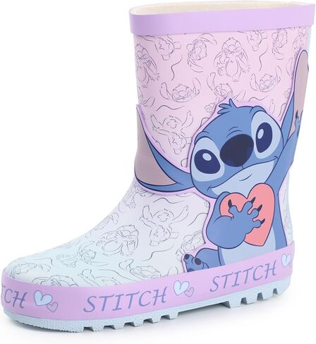 Disney Lilo & Stitch Girls Purple Waterproof Boots | Cartoon Stitch Design for Outdoor Adventures | Kids Rain Footwear for Playtime L&S Character Merchandise in Kuwait