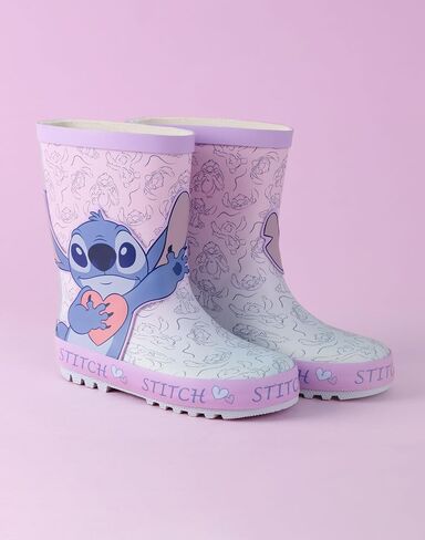 Disney Lilo & Stitch Girls Purple Waterproof Boots | Cartoon Stitch Design for Outdoor Adventures | Kids Rain Footwear for Playtime L&S Character Merchandise in Kuwait