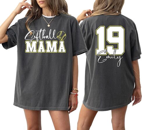 Comfort Colors Softball Mom Shirt, Custom Name and Number Tee for Women, Personalized Softball Mama T-Shirt, Game Day Sports Graphic Shirt Multi in Saudi Arabia