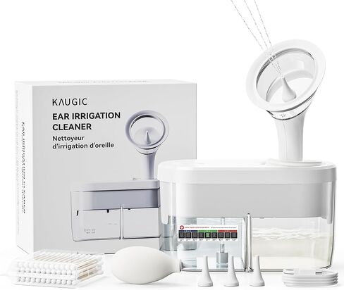 KAUGIC Electric Ear Wax Removal Kit, FSA-HSA-Eligible, Water Powered Ear Irrigation System with Sewage Collection, 4 Clean Modes, Safe & Effective, 3 Ear Tips for Adults in Saudi Arabia