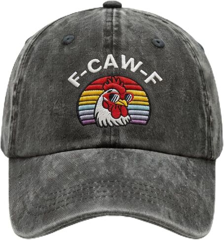 F Caw F Hat Chicken Cap,Funny Vintage Rooster Embroidered Adjustable Washed Baseball Caps for Men Women,Black in Saudi Arabia