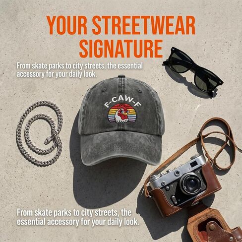F Caw F Hat Chicken Cap,Funny Vintage Rooster Embroidered Adjustable Washed Baseball Caps for Men Women,Black in Saudi Arabia