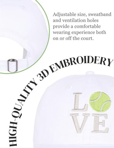 InnoBeta Tennis Gifts for Men/Women, Tennis Caps, Adjustable Embroidered Tennis Hats for Birthday, Christmas-White in Kuwait