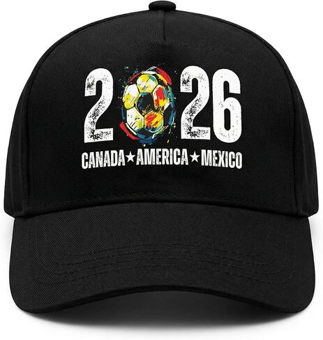 2026 Soccer Fan Hat - Canada America Mexico Hosting Memorabilia - Adjustable Baseball Cap with Artistic Football Graphic - Sports Tournament Souvenir Gift for Men & Women - Black in Saudi Arabia