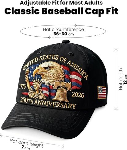 250 Anniversary USA Hat 1776–2026, America 250th Anniversary Hat, Patriotic USA Baseball Cap for Men Women in Saudi Arabia