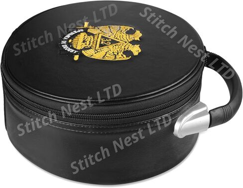 Masonic 32nd Degree Scottish Rite Cap with Carrying Case Set - Wings Down Royal Secret Regalia - Black & Gold Bullion Embroidery (Adjustable to Fit for All Head Sizes) in Kuwait
