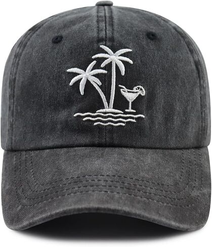 Palm Tree Hat for Men Women, Funny Adjustable Cottom Embroidered Summer Beach Vacation Baseball Cap in Saudi Arabia