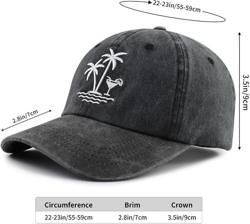 Palm Tree Hat for Men Women, Funny Adjustable Cottom Embroidered Summer Beach Vacation Baseball Cap in Saudi Arabia