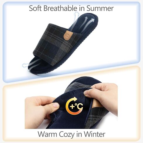 GOEWY Men's Slippers Open Toe Mens Slippers, Cozy Soft Indoor Outdoor House Slipper for Men with Memory Foam in Saudi Arabia
