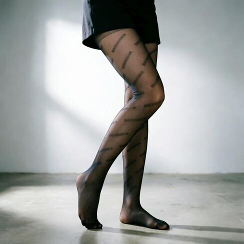 Women's designer transparent stockings, high waisted letter printed tight pants, slim fit style, with the effect of lifting and shaping the body. in Saudi Arabia