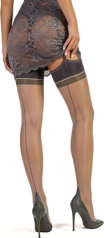 Women's Thigh High Stockings, Sheer Nylon Back Seam Stockings for Garter,Cuban Heel & Reinforced,Classic Vintage in Saudi Arabia