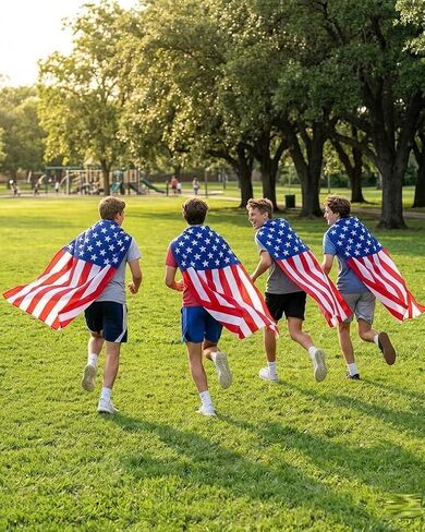 AKTVSHOW American Flag Costume Cape 4th of July Outfits for Men Women: Patriotic Costume Accessory Sets for Independence Day, USA Sunglasses, Red White Blue Headband & Stickers for 250th Anniversary in Kuwait