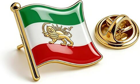 GAUEIOUR دبابيس التلبيب العلم، معدن الأسد الشمس والتاج سبيكة شارة دبوس بهلوي العلم التاريخي تصميم المسافر تذكارية سلسلة مجوهرات هدايا in Kuwait