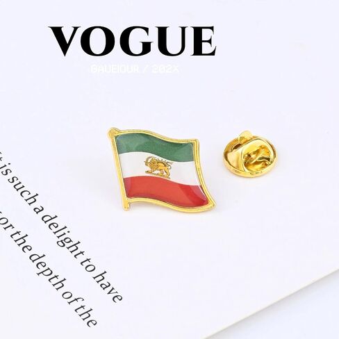 GAUEIOUR دبابيس التلبيب العلم، معدن الأسد الشمس والتاج سبيكة شارة دبوس بهلوي العلم التاريخي تصميم المسافر تذكارية سلسلة مجوهرات هدايا in Kuwait
