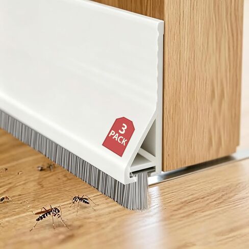 3 Pcs 39" Door Sweep with Brush, Self Adhesive Screen Doors Draft Stoppers for Bottom Seal, Under Door Draft Gap Filler for Exterior Doors in Saudi Arabia