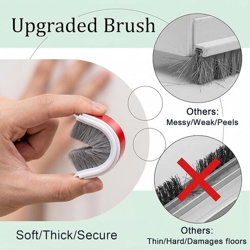 3 Pcs 39" Door Sweep with Brush, Self Adhesive Screen Doors Draft Stoppers for Bottom Seal, Under Door Draft Gap Filler for Exterior Doors in Saudi Arabia