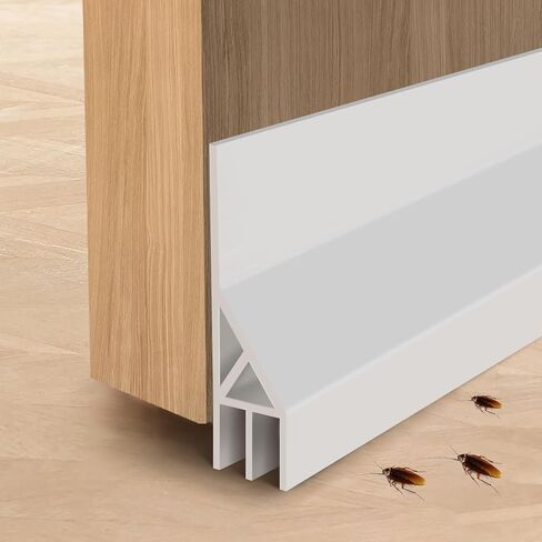 Door Sweep for Bottom of Door Draft Stopper, Quiet Silicone Brushes for Uneven Floor, Self-Adhesive Sweep Seal for Blocking Noise, Dust, Insect, Saving Energy, White, 39" L x 2" W in Saudi Arabia