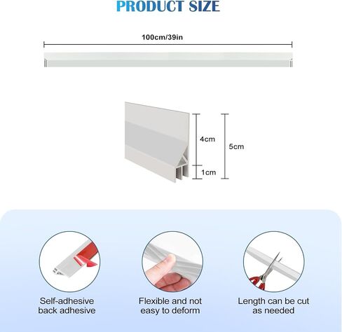 Door Sweep for Bottom of Door Draft Stopper, Quiet Silicone Brushes for Uneven Floor, Self-Adhesive Sweep Seal for Blocking Noise, Dust, Insect, Saving Energy, White, 39" L x 2" W in Saudi Arabia