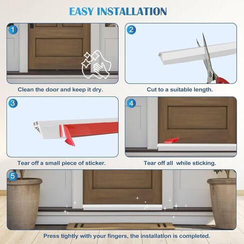 Door Sweep for Bottom of Door Draft Stopper, Quiet Silicone Brushes for Uneven Floor, Self-Adhesive Sweep Seal for Blocking Noise, Dust, Insect, Saving Energy, White, 39" L x 2" W in Saudi Arabia